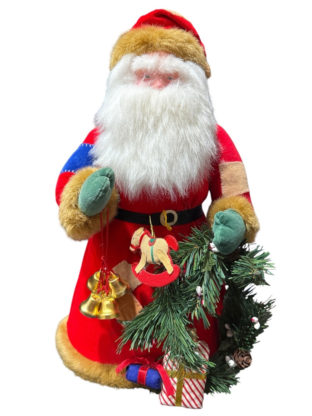 Vintage Santa Claus Christmas Tree Topper Plush Decor 14”